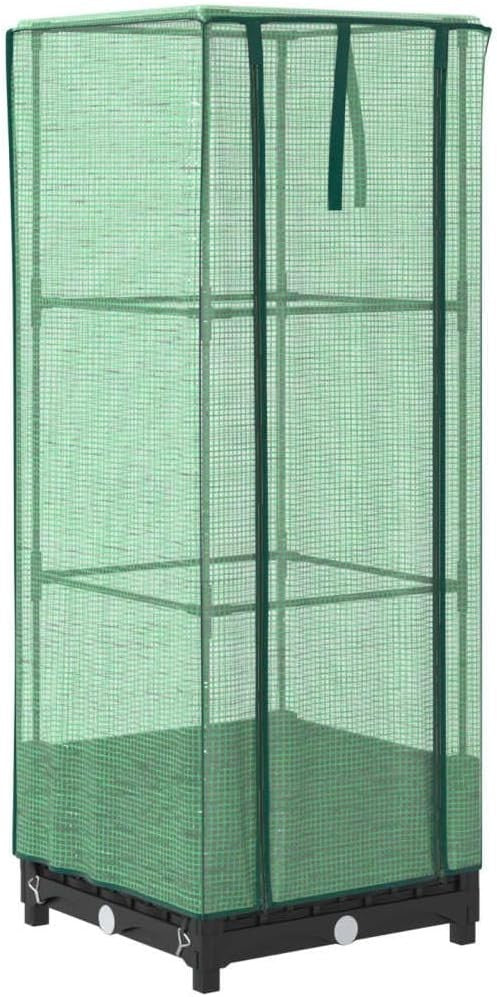 Raised Bed Planter with Greenhouse Cover 40x40x123cm | Rattan Look Black