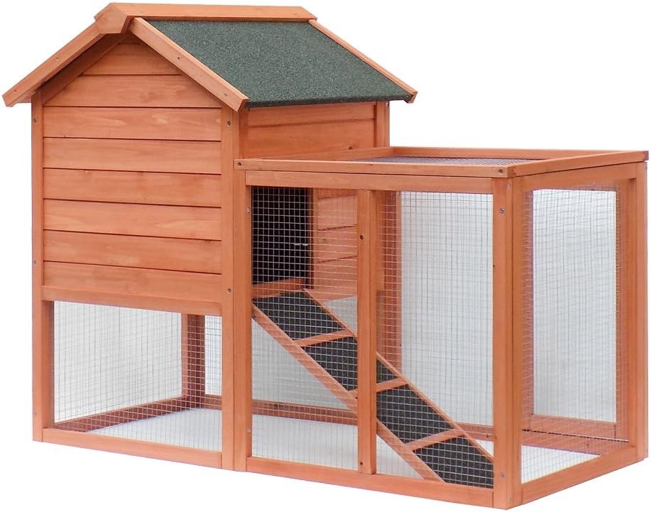 Rabbit Hutch Outdoor Elevated 2 Level Wooden Enclosure with Run Shelter