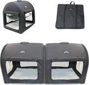 Double Soft Pet Travel Crate 2-in-1 Portable Dog Cat Carrier Foldable Kennel