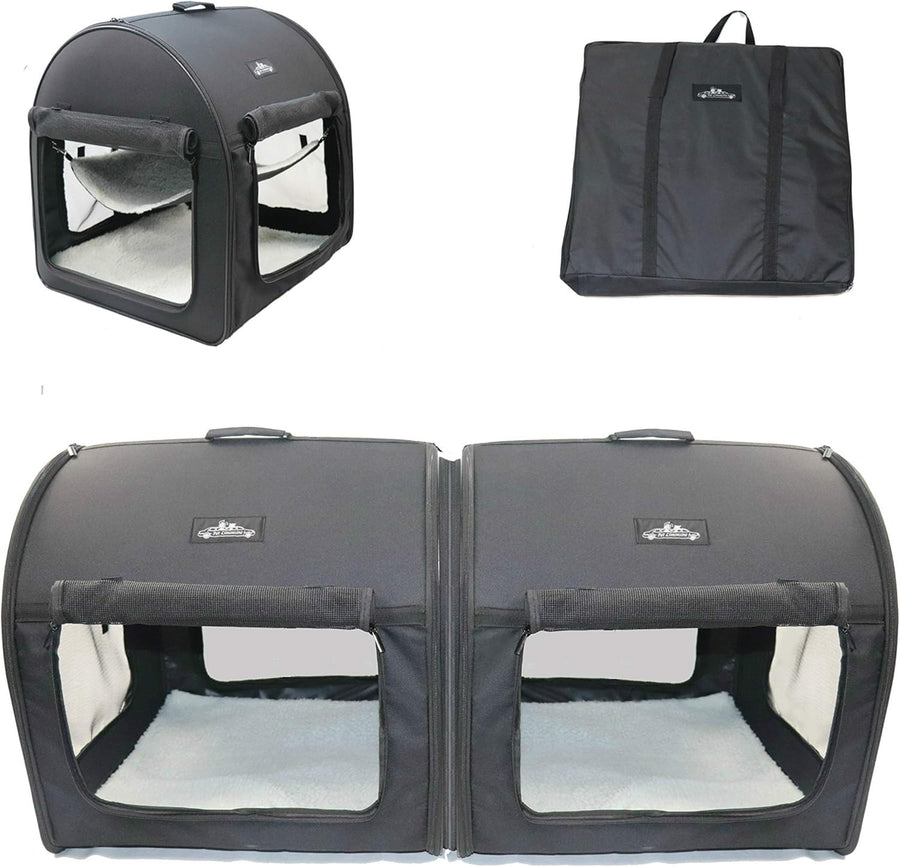 Double Soft Pet Travel Crate 2-in-1 Portable Dog Cat Carrier Foldable Kennel