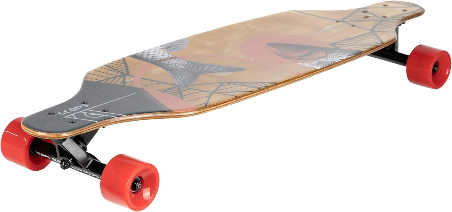 Longboard Skateboard 37"x10" 8-Layer Maple Deck, ABEC-9 Bearings, 78A Wheels