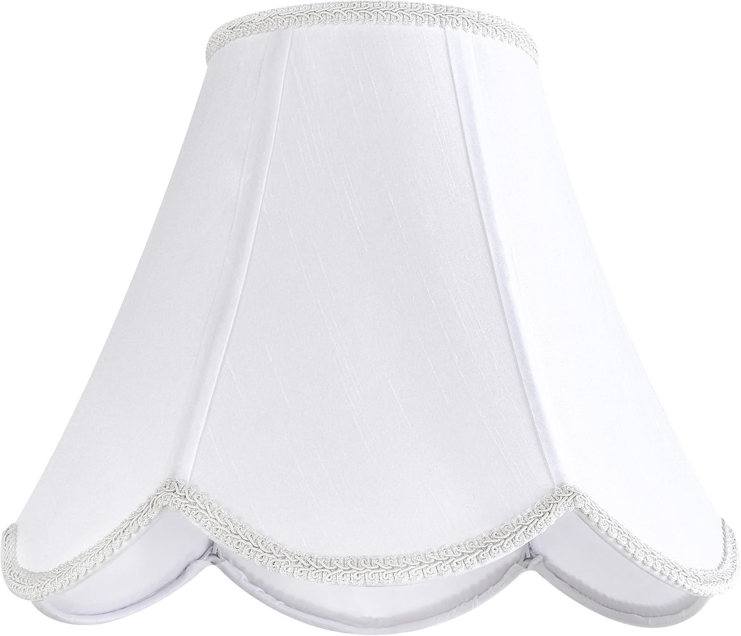 White Scalloped Bell Lamp Shade Medium Spider Fit Faux Silk Table Floor