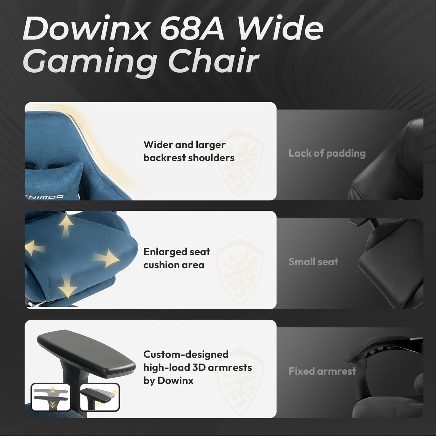 Big & Tall Gaming Chair 160° Recline Footrest Massage Blue