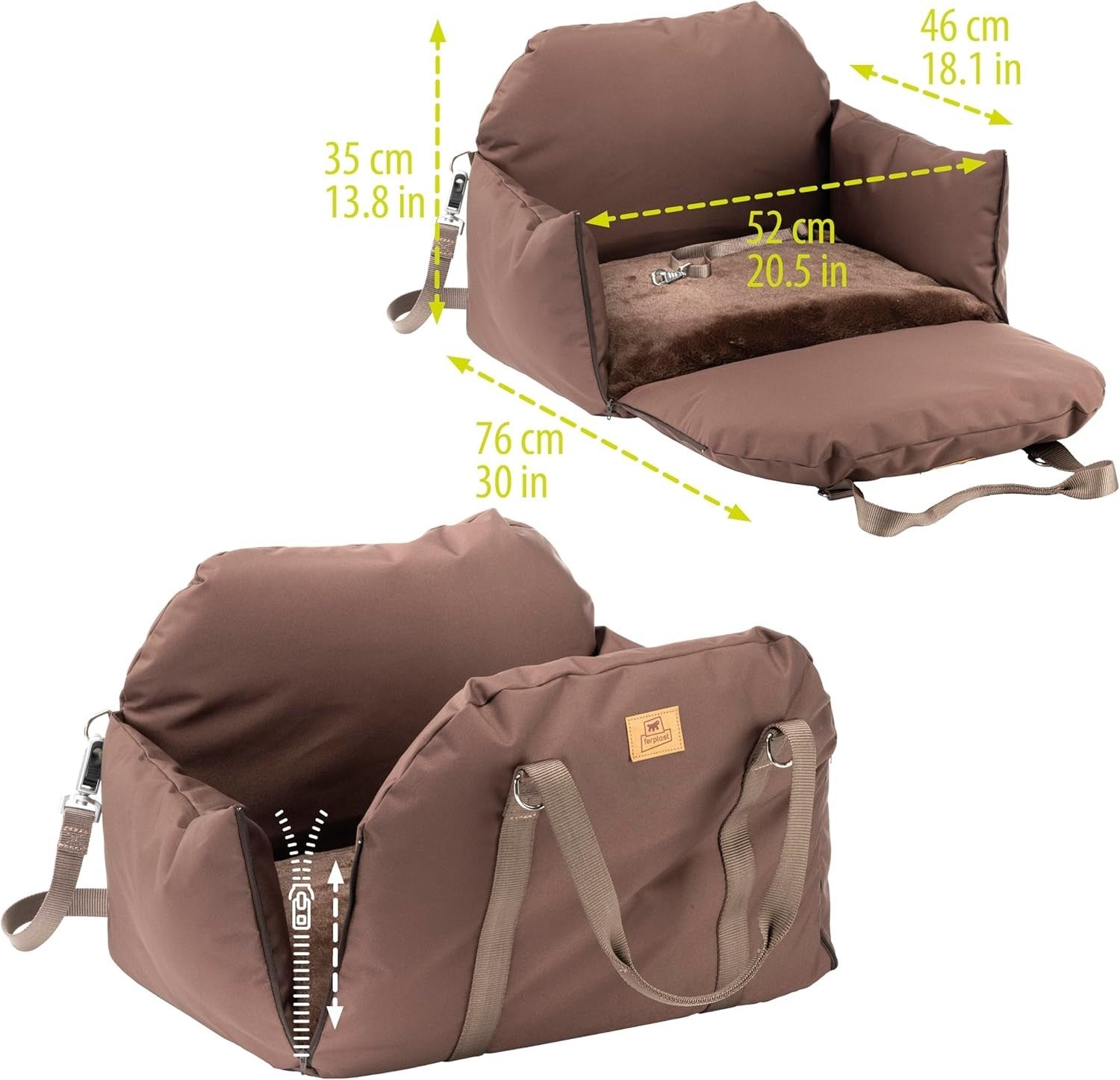 Dog Car Carrier Travel Bag Seat Attachment Reversible Cushion 15kg