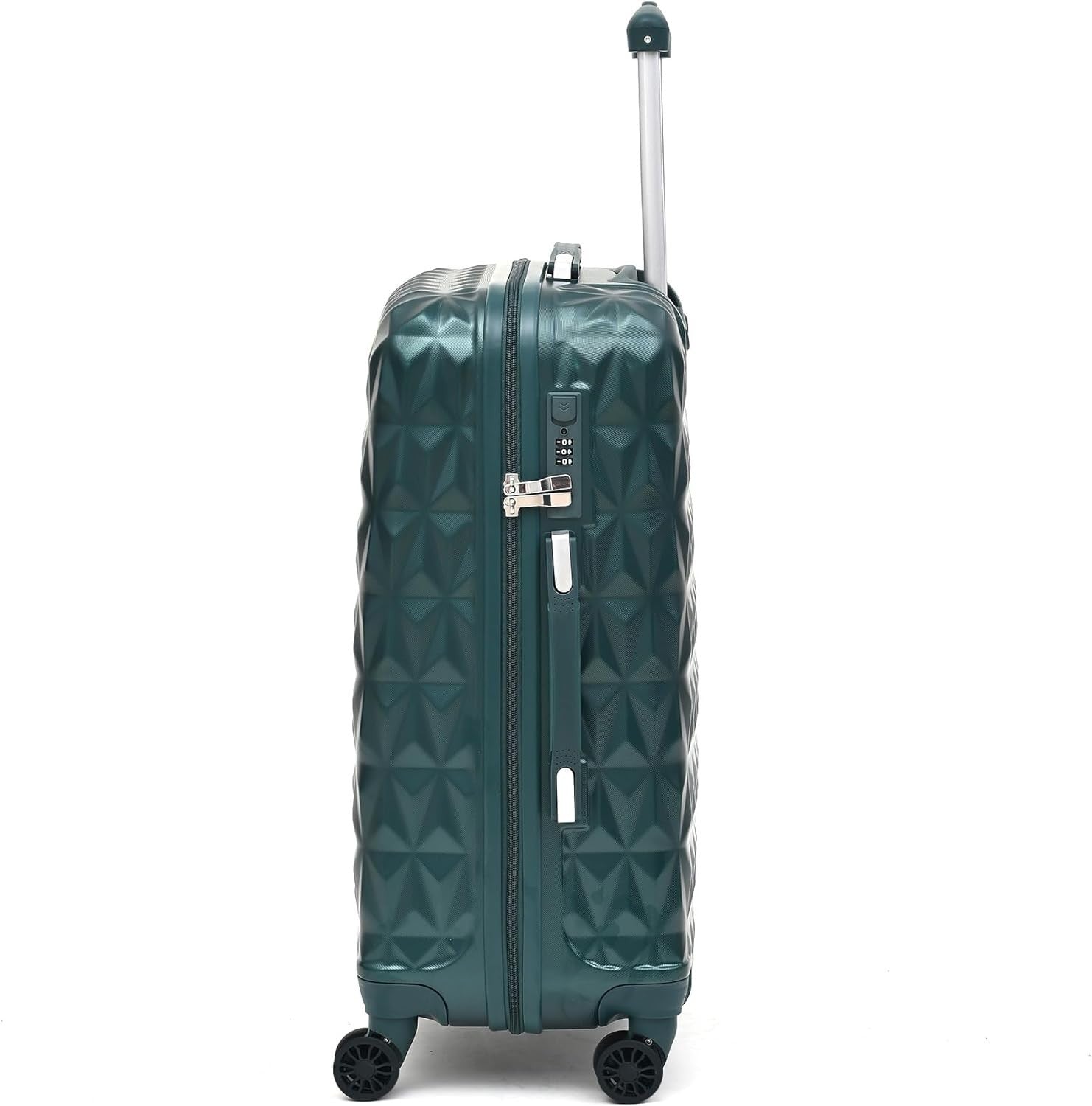 24 Inch Medium Hard Shell Suitcase 4 Spinner Wheels ABS Lock Dark Green