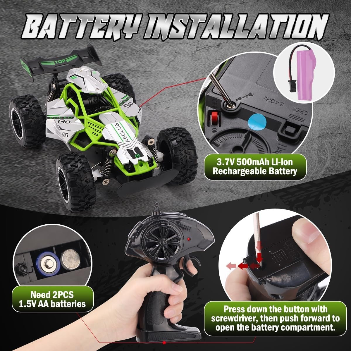 1:18 Scale High Speed Off-Road RC Car 2.4GHz Remote Control Toy for Kids