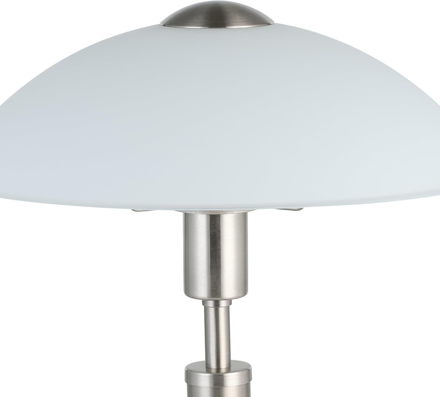 Touch Dimmer Table Lamp Matt Nickel Metal White Glass Bedside Light