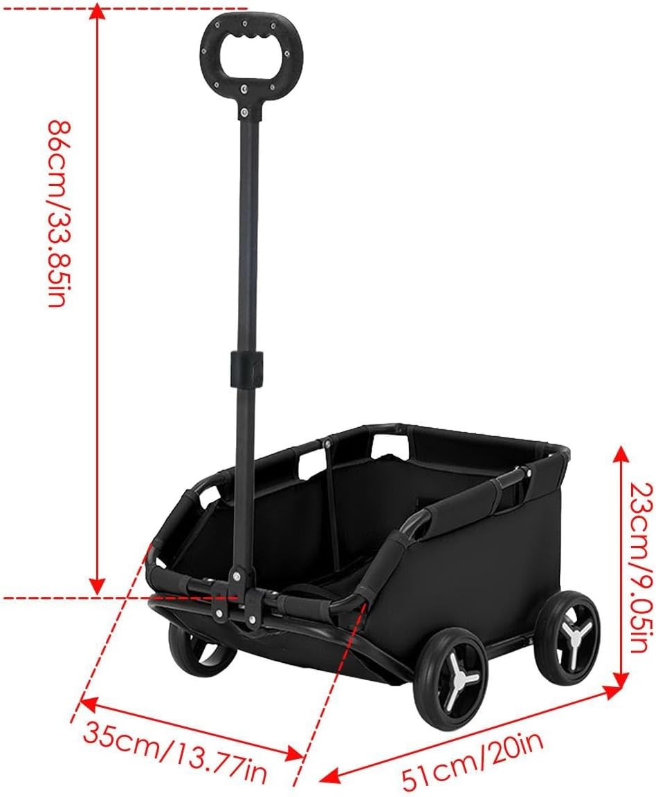 Black Pet Wagon Stroller Foldable Dog & Cat Travel Trolley for Small Pets