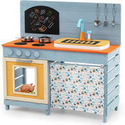 Outdoor Mud Kitchen Wooden Kids Playset Sink Chalkboard Toy Set
