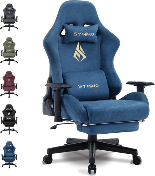Adjustable Gaming Chair w/ Headrest & Lumbar Support Office Desk Seat Blue