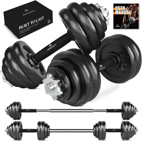 30kg Adjustable Cast Iron Dumbbells Barbell Set Spinlock Home Training