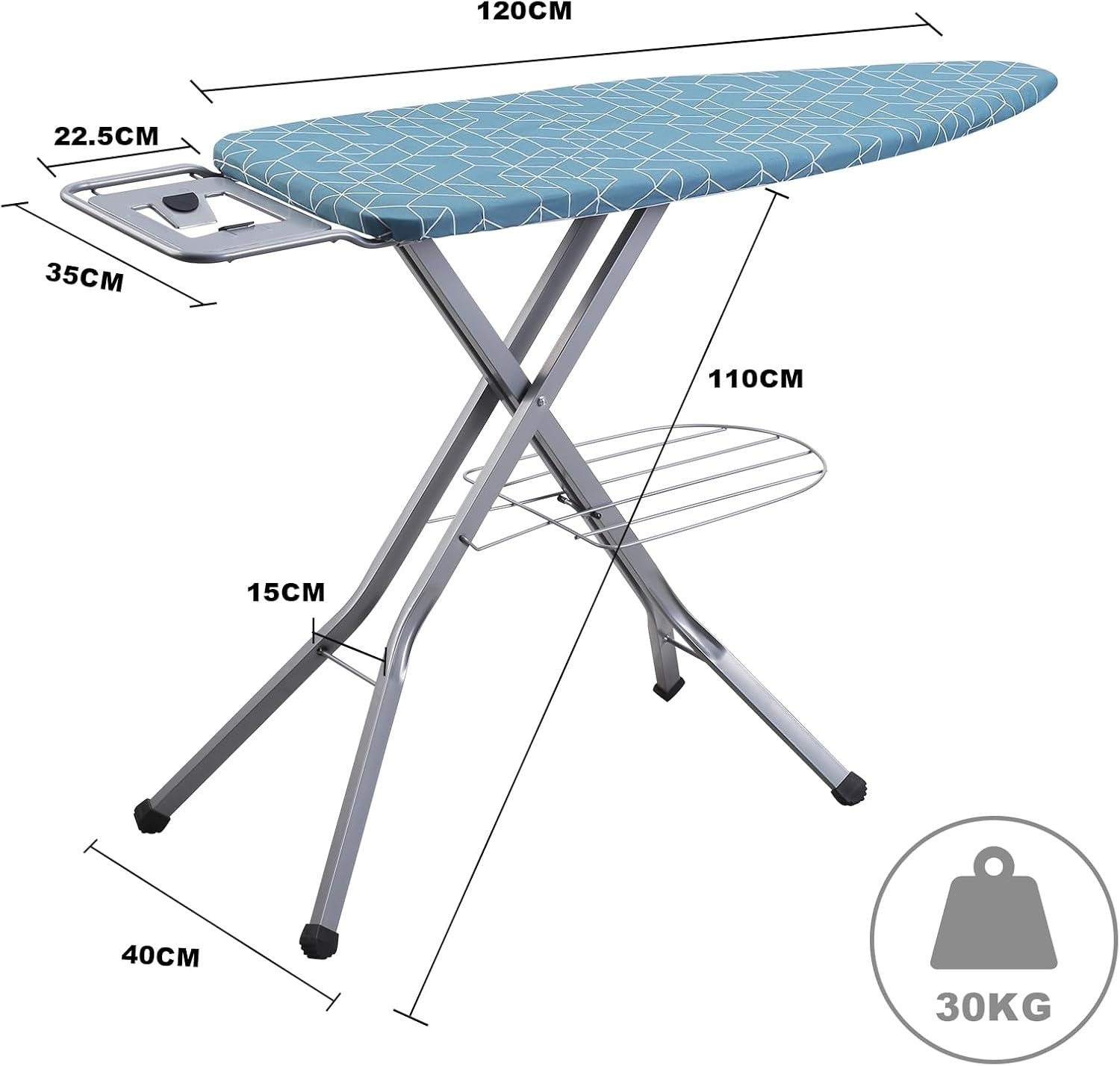Ironing Board Adjustable Height Anti-Closing Steam Generator 120x45cm