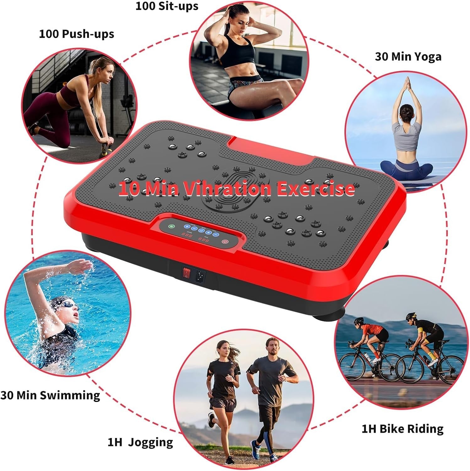 Red Vibration Plate Exercise Machine Full Body Weight Loss 99 Speeds