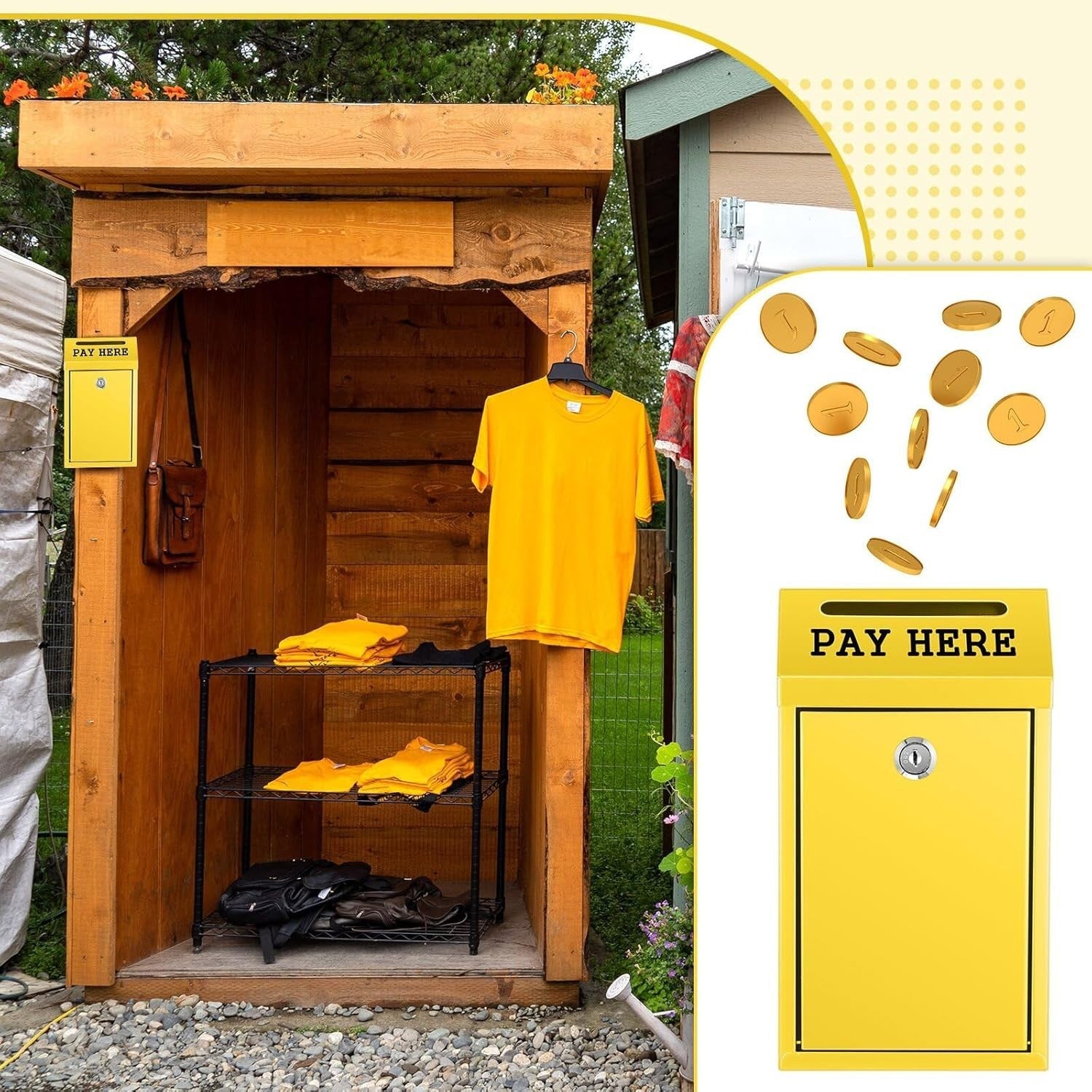 Lockable Cash Collection Box Wall Mount Donation Drop Box Pay Here