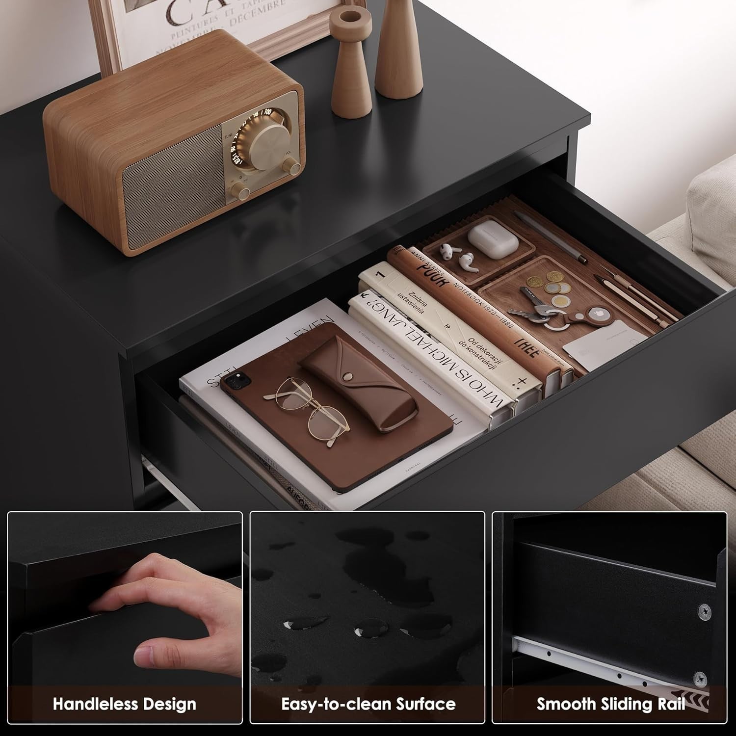 6 Drawer Tall Black Chest Storage Cabinet Bedroom Dresser Organizer Unit
