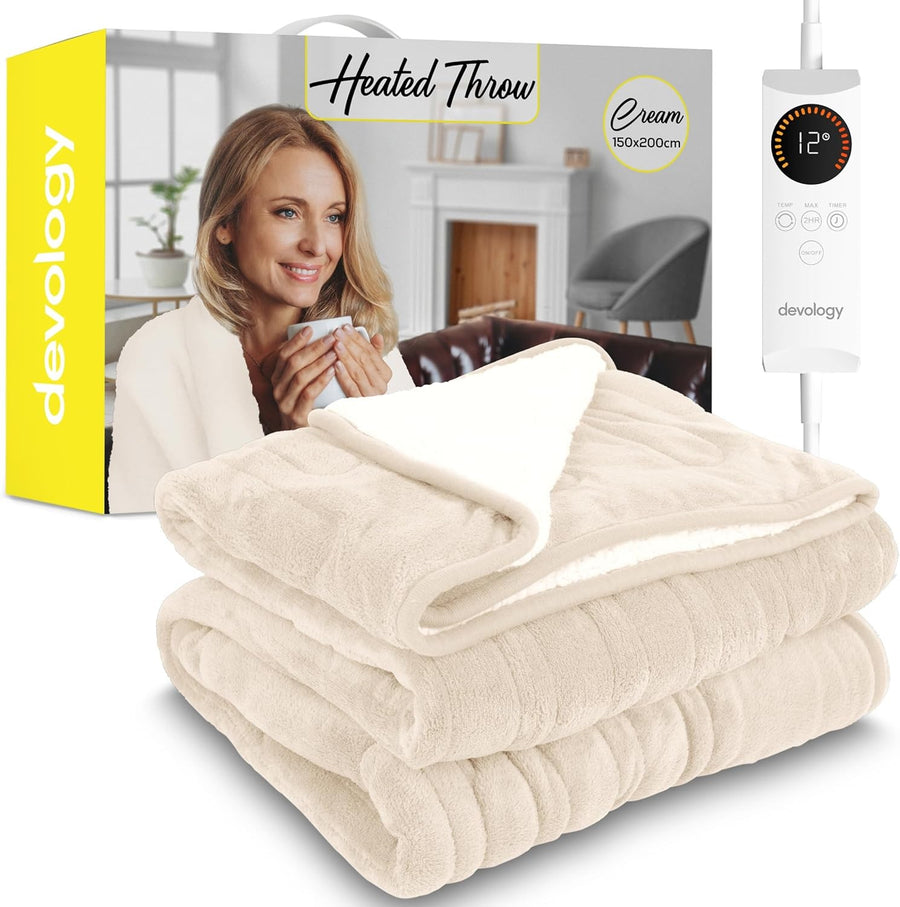 Electric Heated Throw Blanket Double 150x200cm Timer Washable Fleece