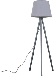 Grey Wooden Tripod Floor Lamp Grey Tapered Shade Living Room Light