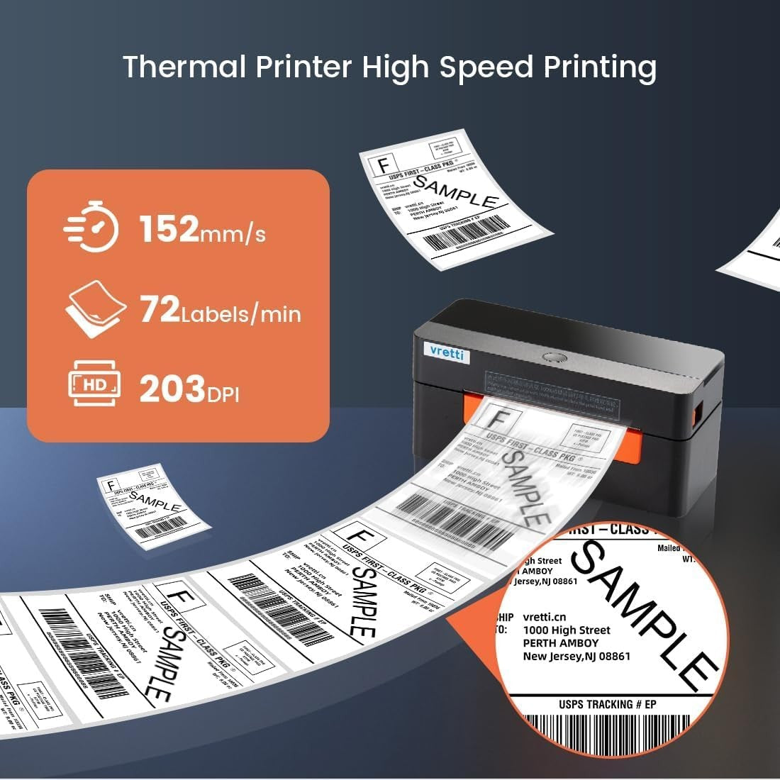 4x6 Bluetooth Thermal Shipping Label Printer USB Black