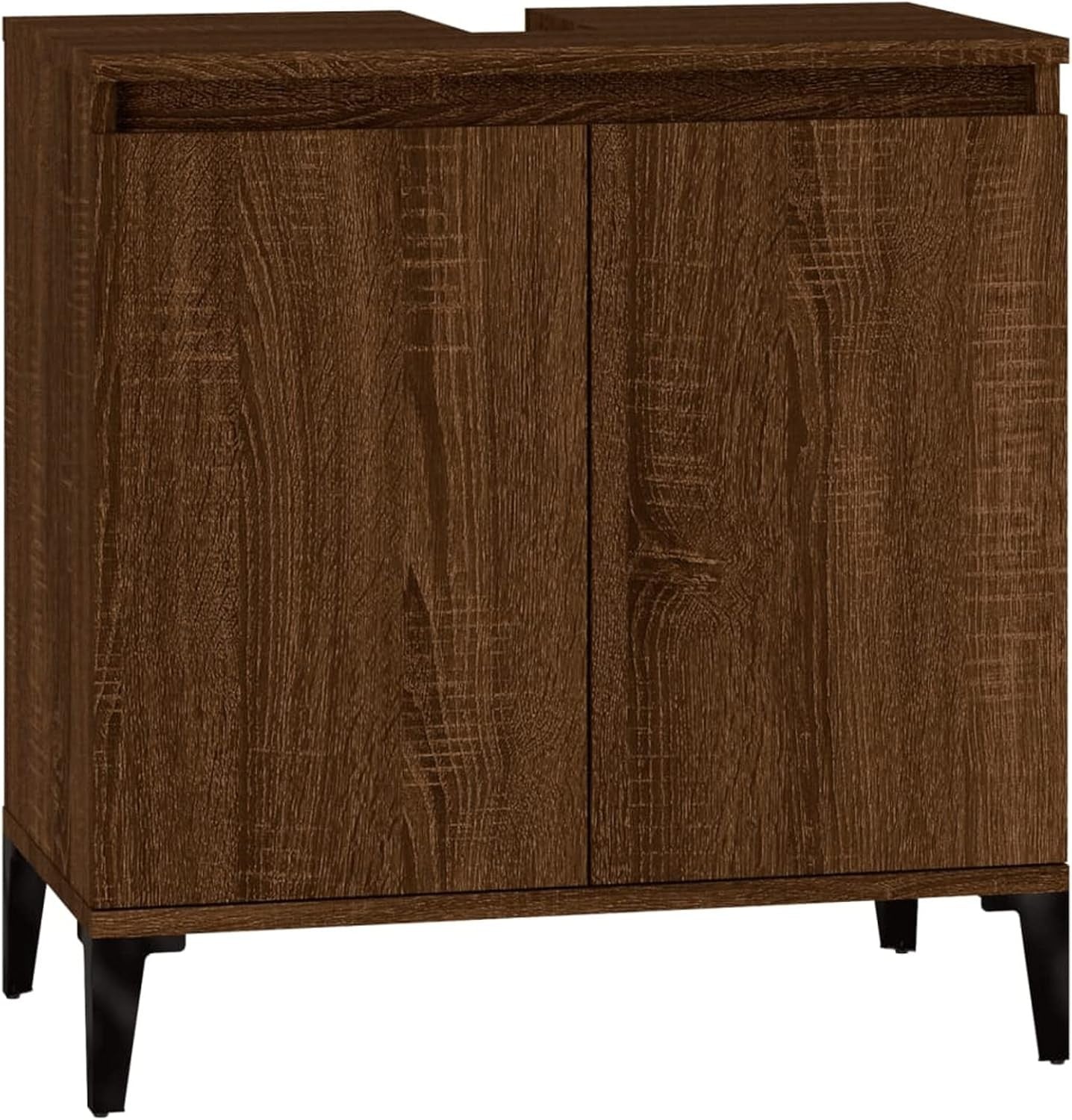 Brown Oak Bathroom Sink Cabinet | Under Sink Storage Unit 58x33x60cm