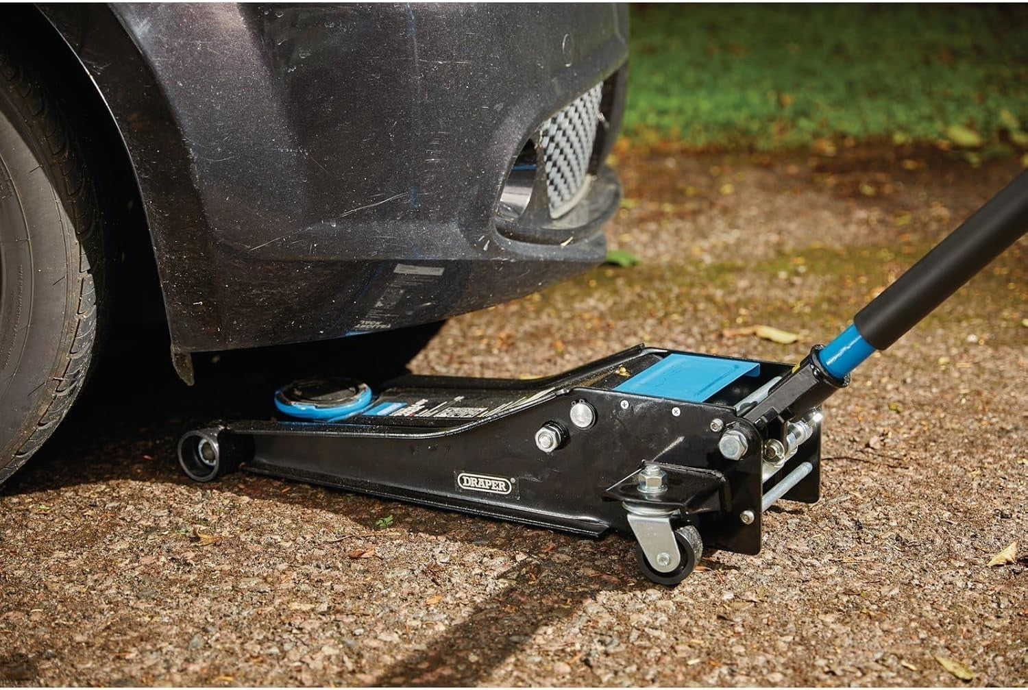 3 Ton Low Profile Trolley Jack 75–505 mm Heavy Duty Car Lift Blue/Black