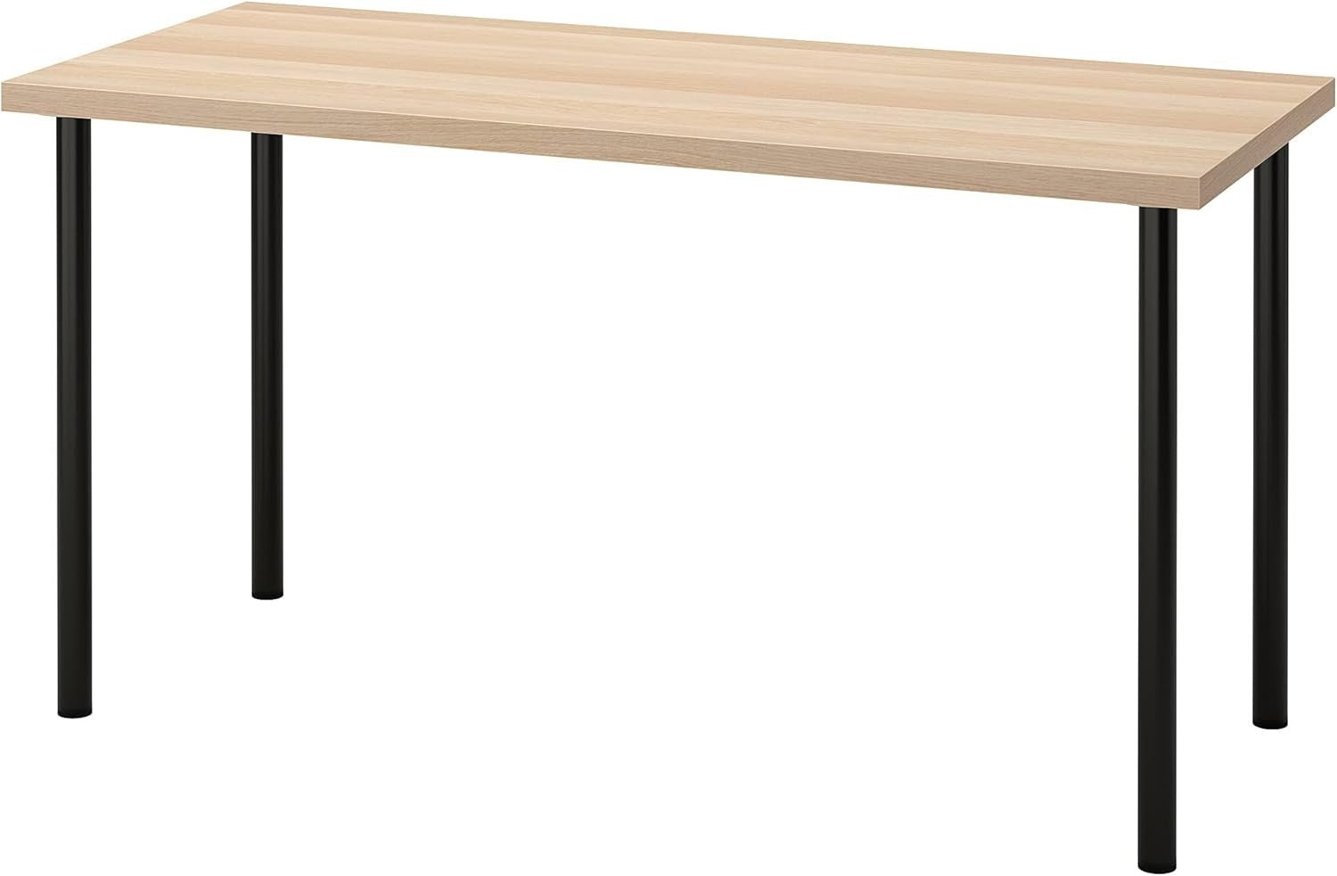 Modern 140x60cm Desk White Oak Effect with Black Legs for Home Office