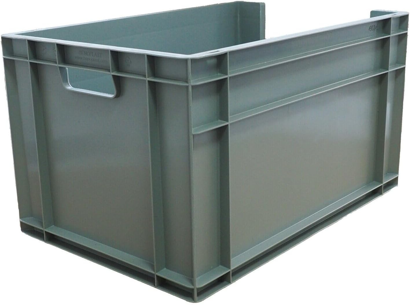 Heavy Duty Stackable Plastic Storage Crates 63L – Industrial Garage Bins Grey