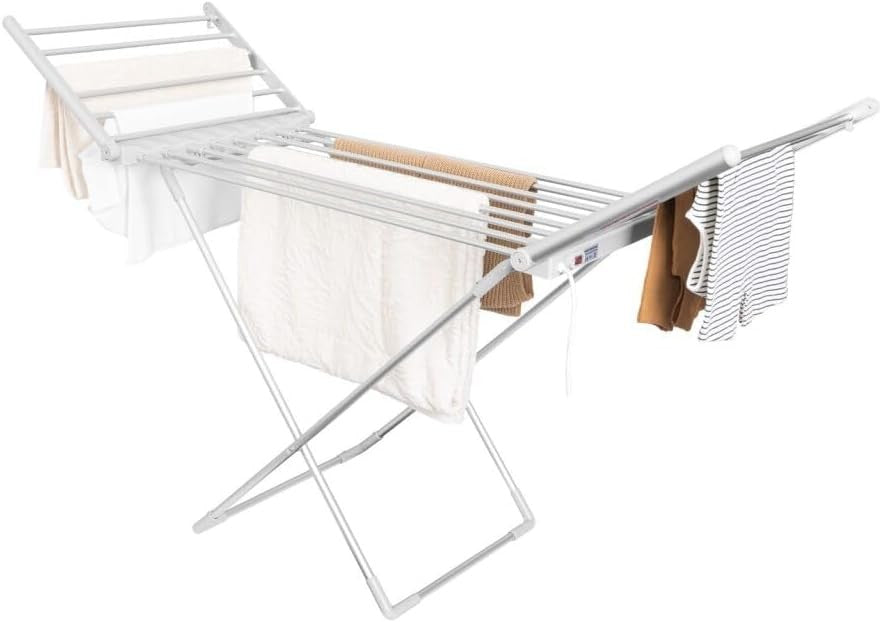 Heated Clothes Airer Dryer 20 Bar Foldable Electric Laundry Rack 15kg