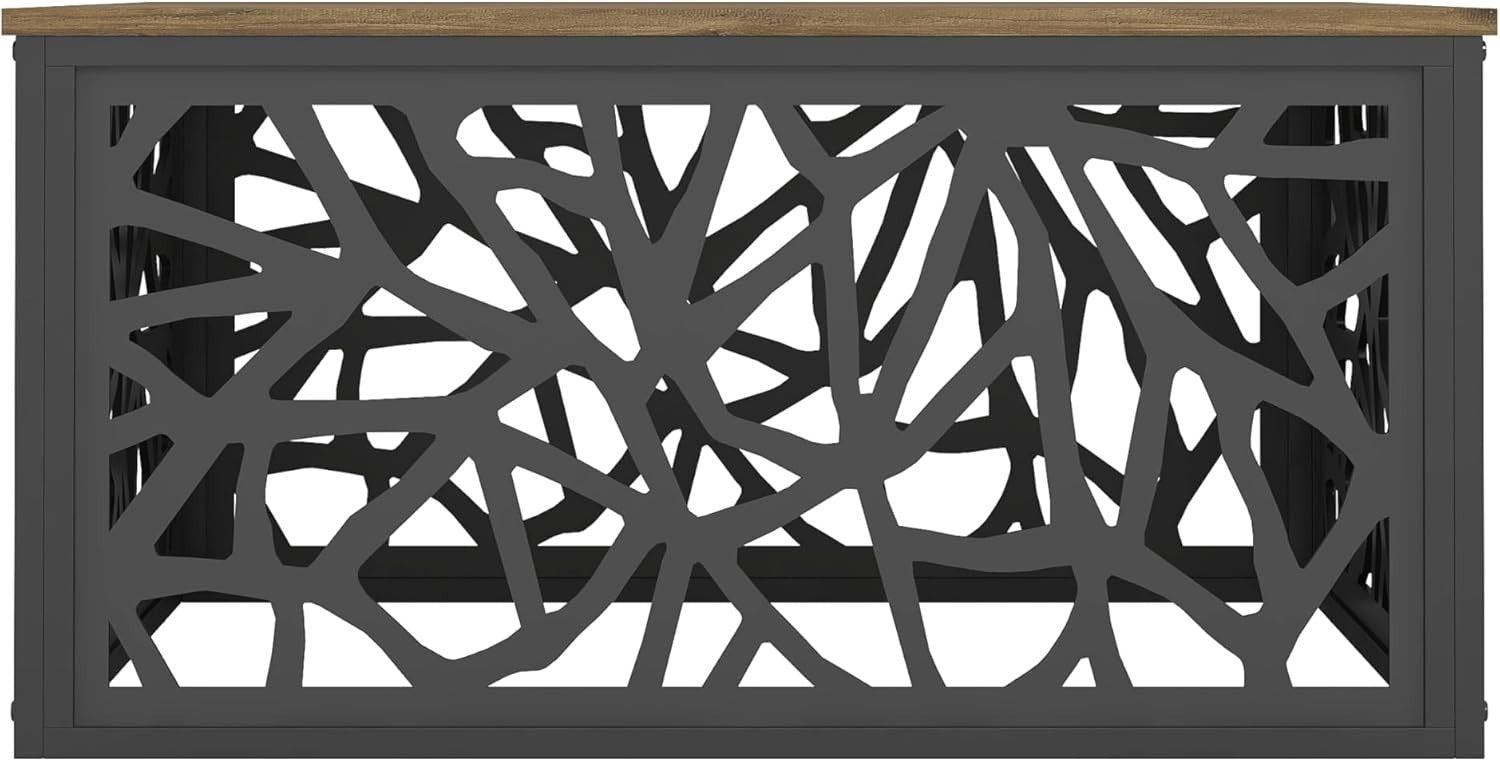 Modern Square Coffee Table with Metal Frame & Storage Shelf 80x80x40cm