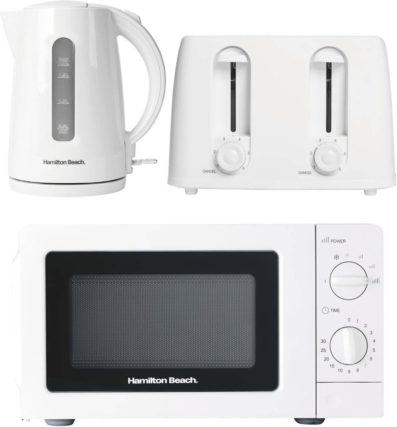 Beach Kitchen Set 1.7L Kettle 4-Slice Toaster 20L Microwave