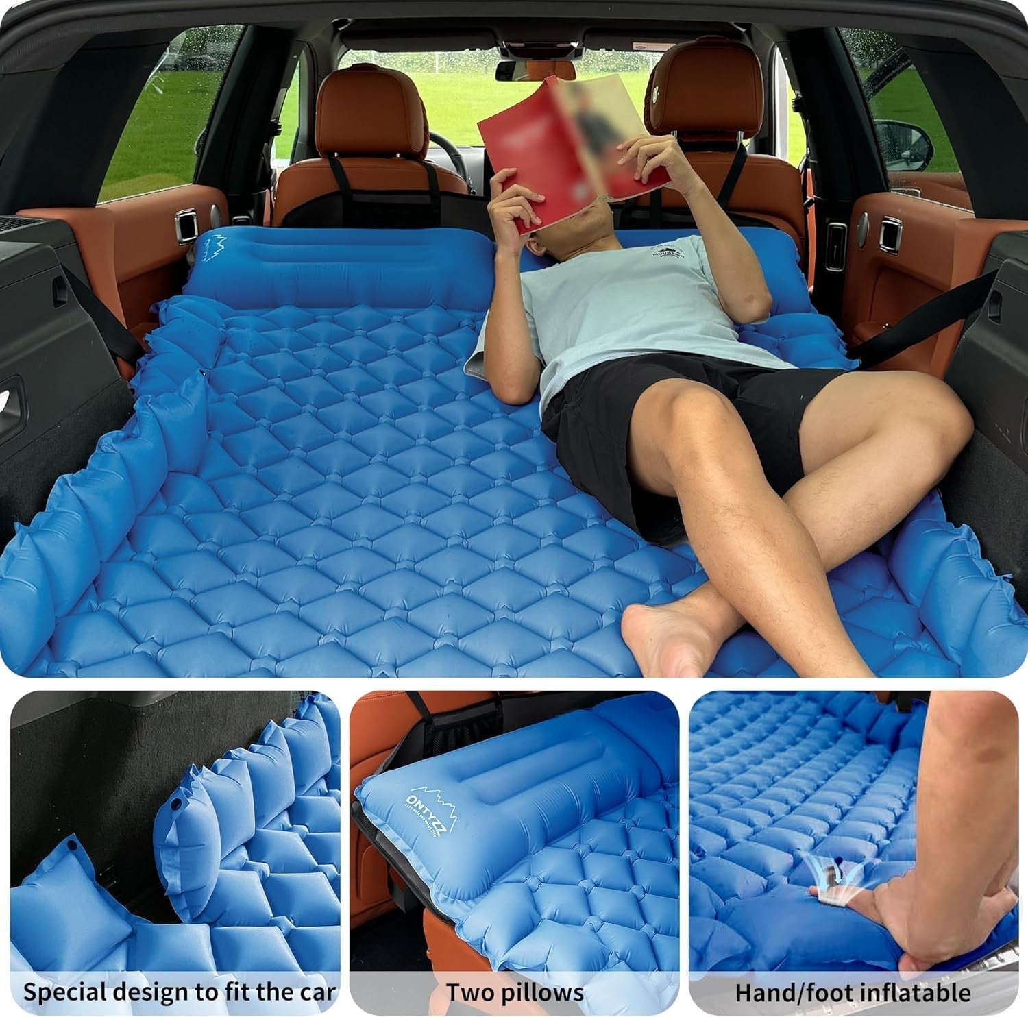 Inflatable Car Mattress SUV Air Bed 2 Person Camping Travel Mat w/ Pump