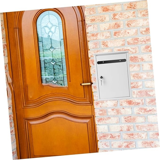 Wall Mount Lockable Suggestion Box White Steel Secure Voting Complaint Drop