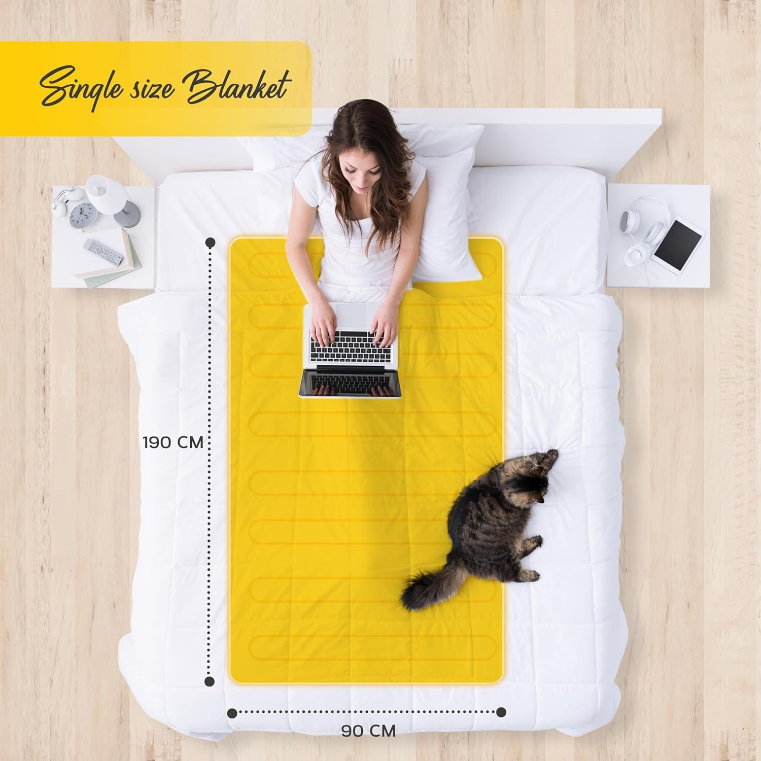 Electric Heated Underblanket Single 90x190cm Fitted Mattress Fast Heating