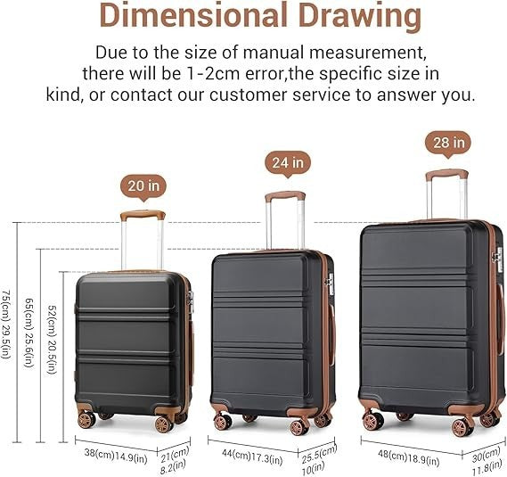 Oversized 32” Checked Spinner Suitcase ABS+PC Hard Shell TSA Lock