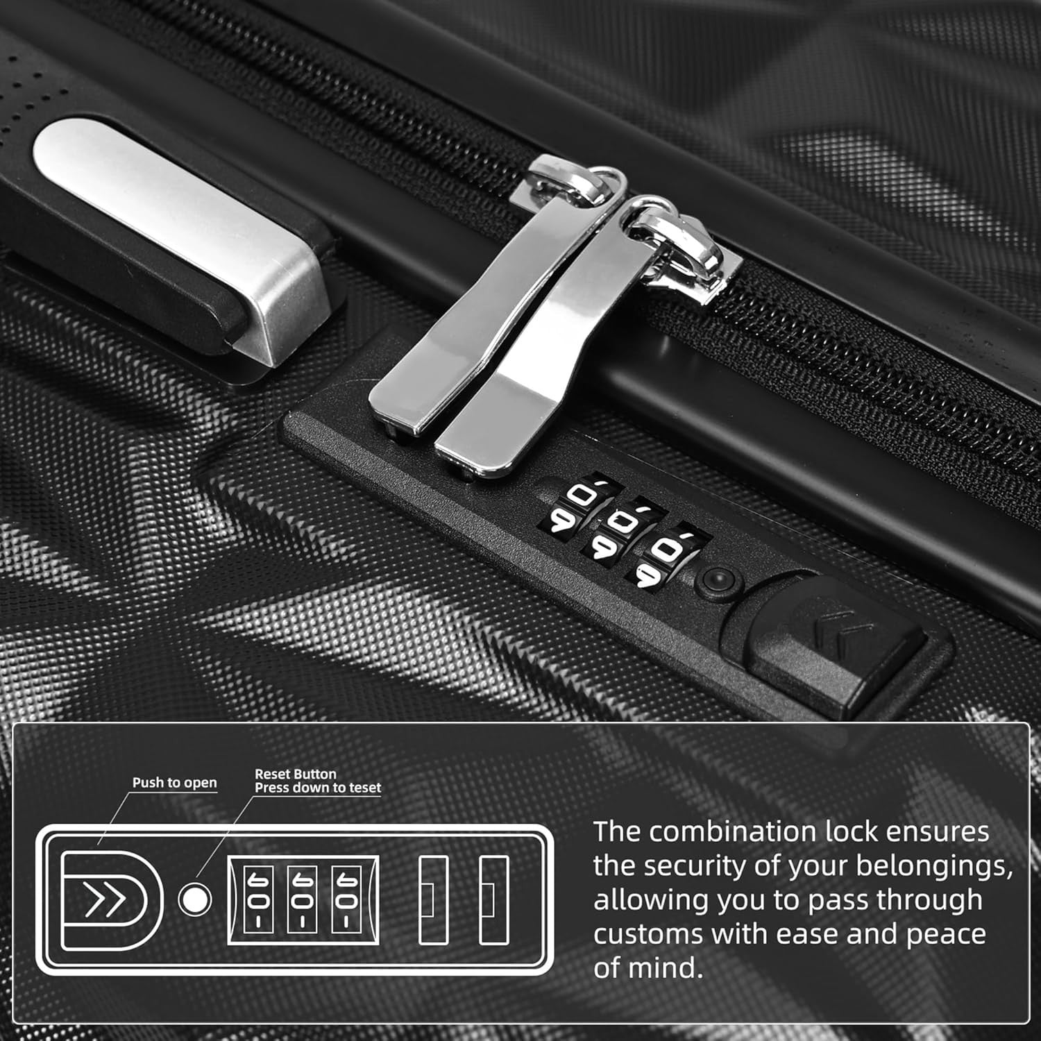 Medium 24 Inch ABS Hard Shell Check In Suitcase 4 Dual Spinner Wheels Black