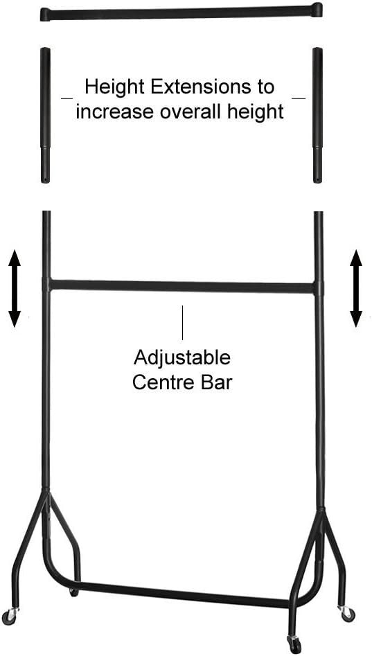 Two Tier Clothes Rail Black Heavy Duty (3ft wide)