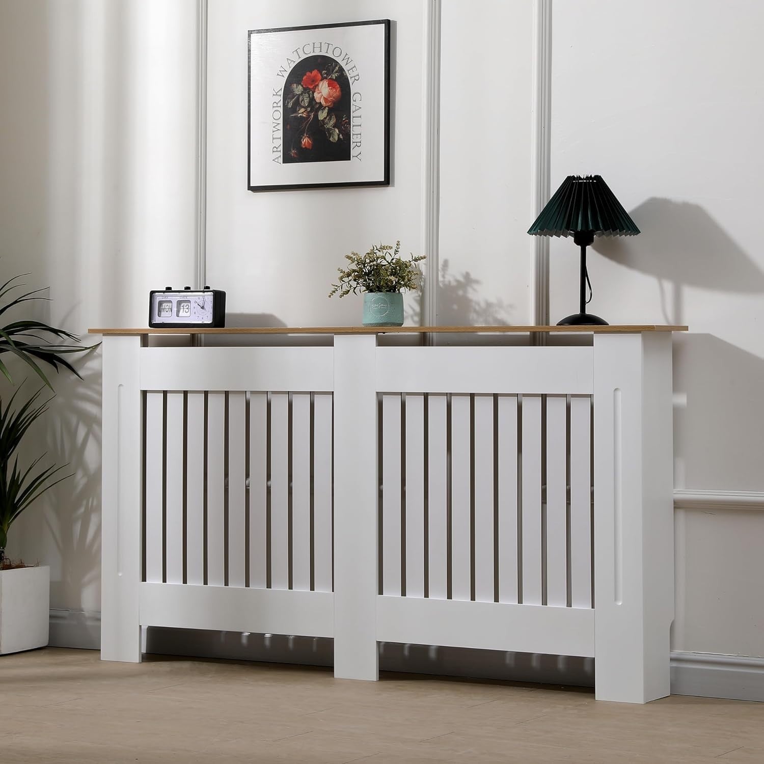 Extra Large Radiator Cover | White Oak Vertical Slat MDF Cabinet – Modern Design