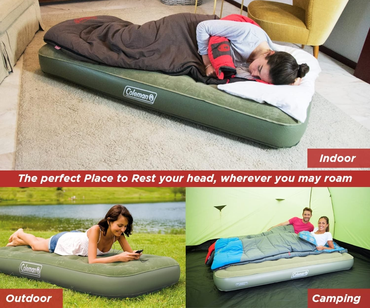 Inflatable Air Mattress Single Bed – Camping, Guest, Tent, PVC Comfort