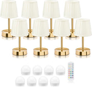 8x Cordless Rechargeable LED Table Lamps – Dimmable Remote Control Lights Set