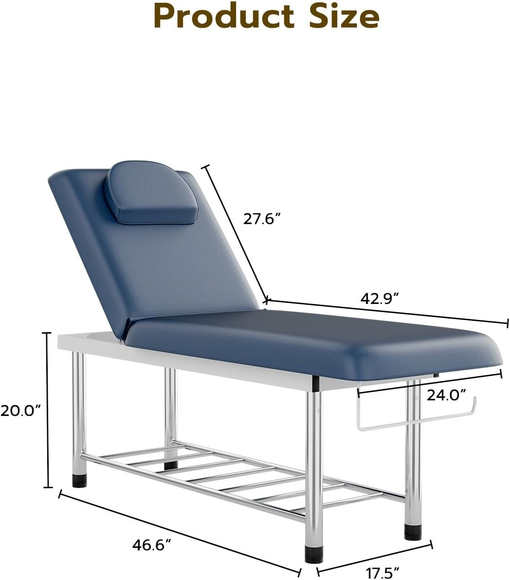 Heavy Duty Professional Massage Table Spa Beauty Bed w/ Storage Shelf Blue