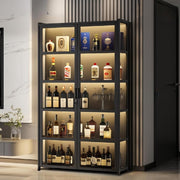 Tall LED Wine Bar Cabinet Lockable Drinks Display Storage Unit Shelves 171cm