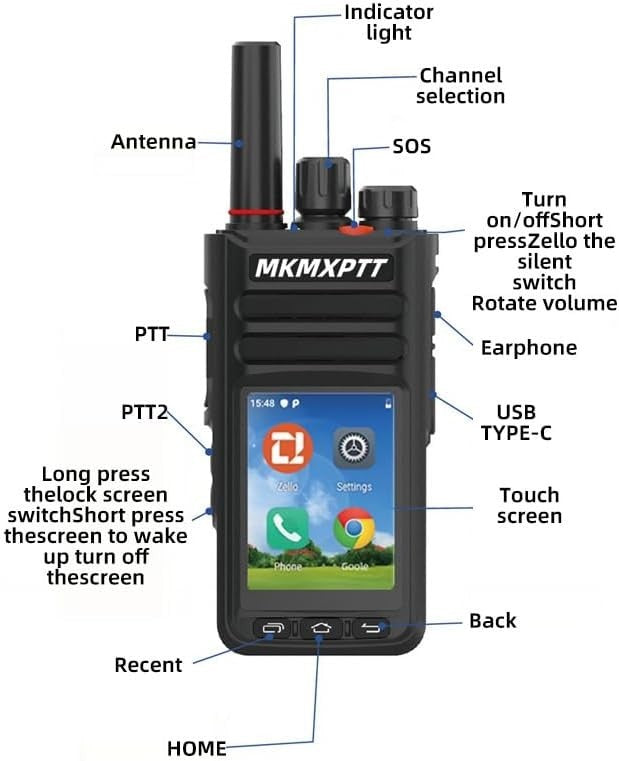 4G Android Walkie Talkie Touch Screen WiFi GPS Bluetooth POC Radio