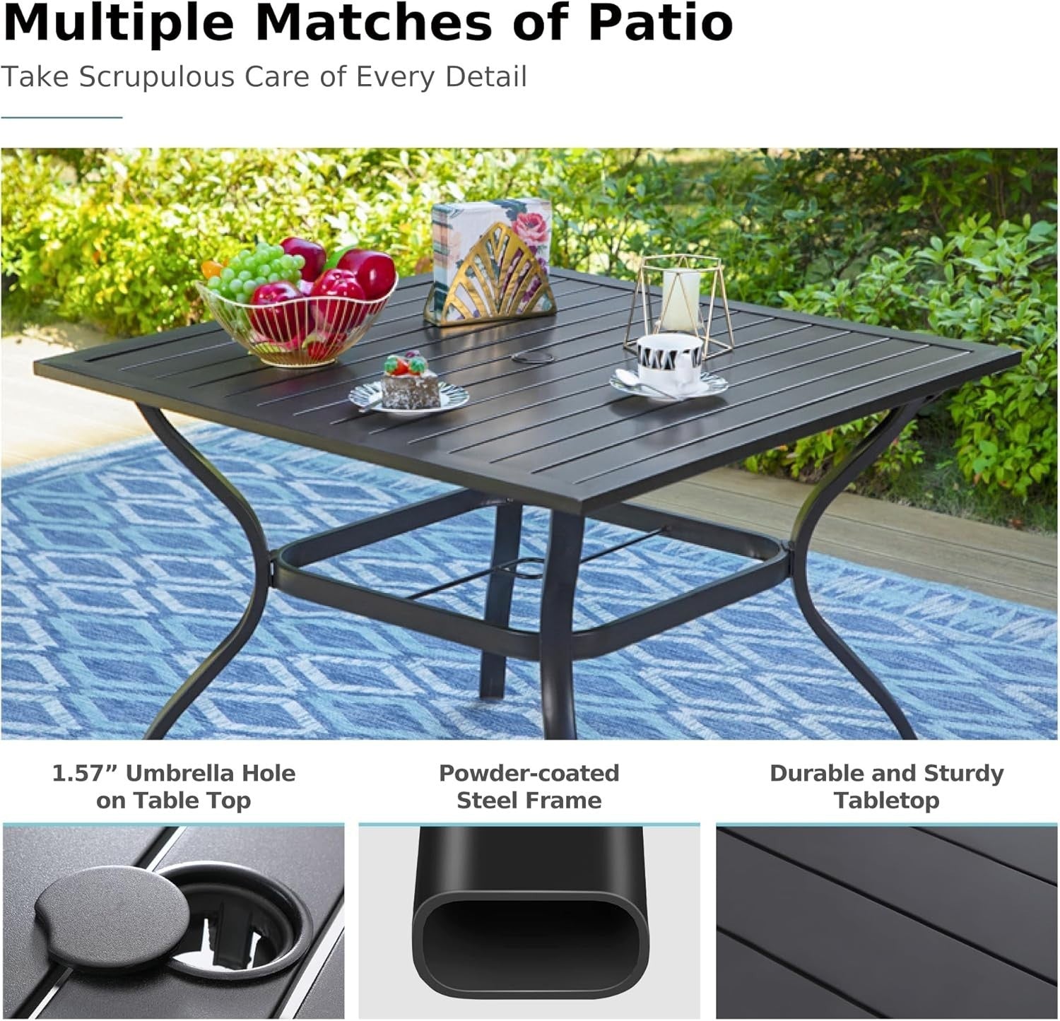 5 Piece Outdoor Rattan Dining Set Garden Table Chairs Patio Furniture Set