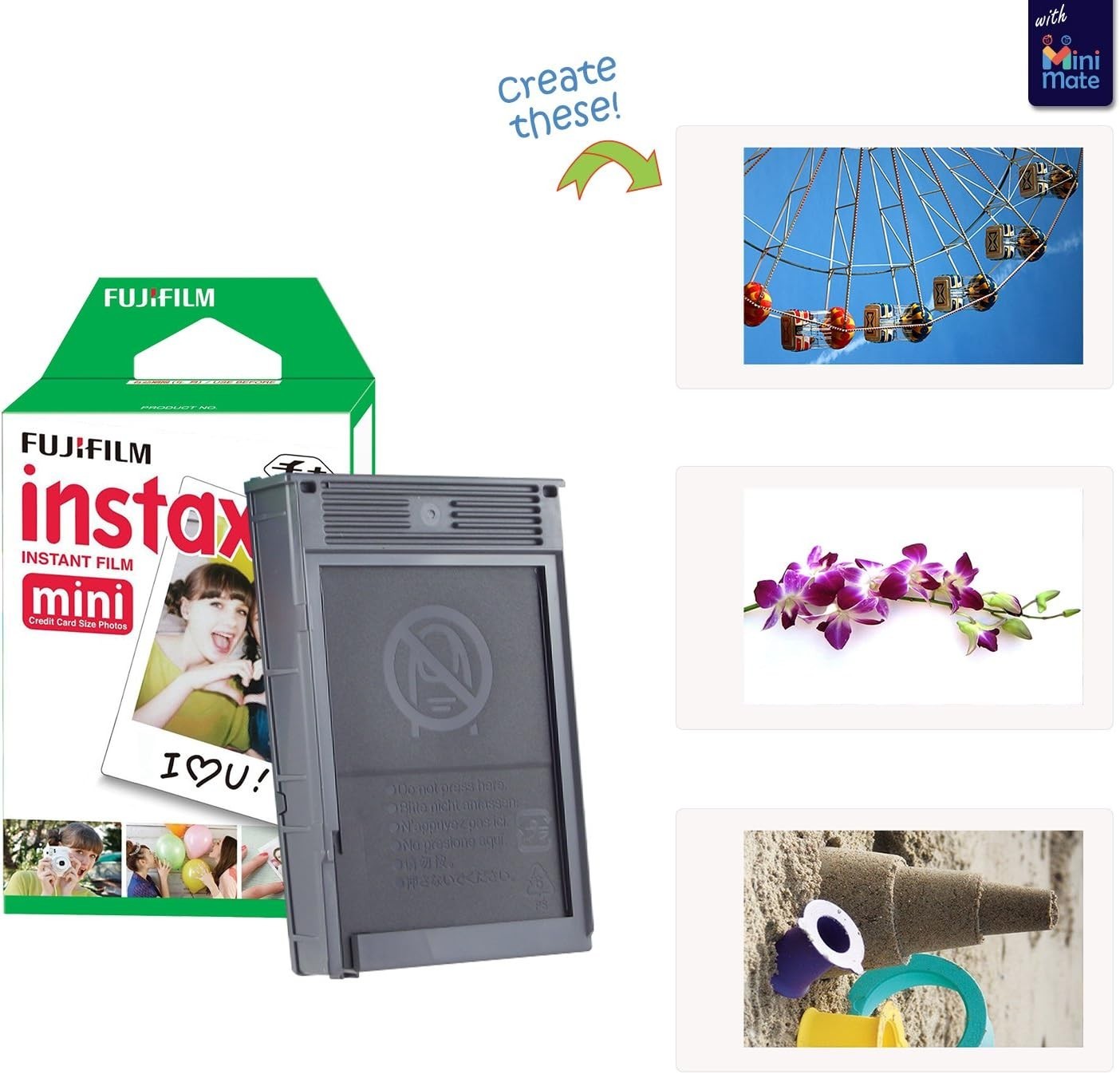Instant Camera Bundle Film Pack Case Selfie Mirror Flash Blue Camera