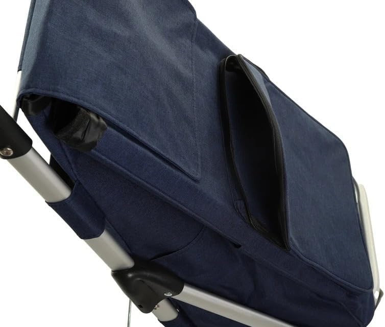 74L Folding Grocery Trolley Cart 4 Wheels Heavy Duty Portable Navy