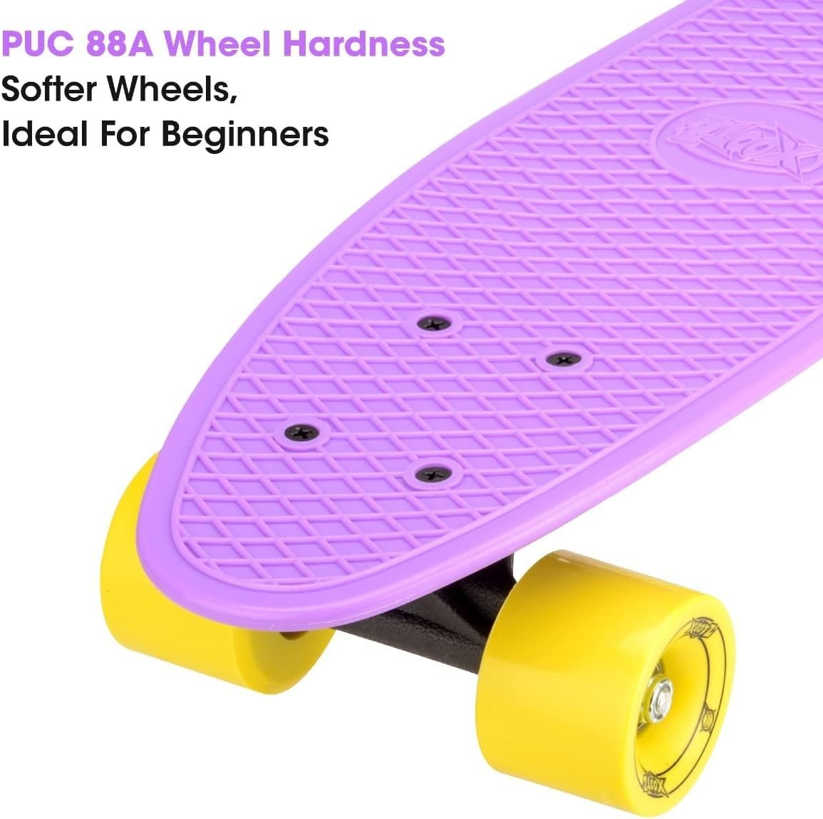 22in Retro Cruiser Skateboard for Kids Beginner Plastic Deck Purple