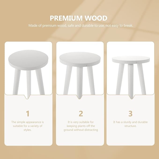 Tall Wooden Plant Stand Round Table Indoor Flower Pot Holder Small Side Table