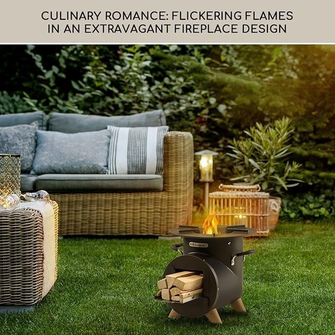Outdoor Fire Pit with Grill Portable Wood Burning Bowl | Warmth & BBQ Cooking