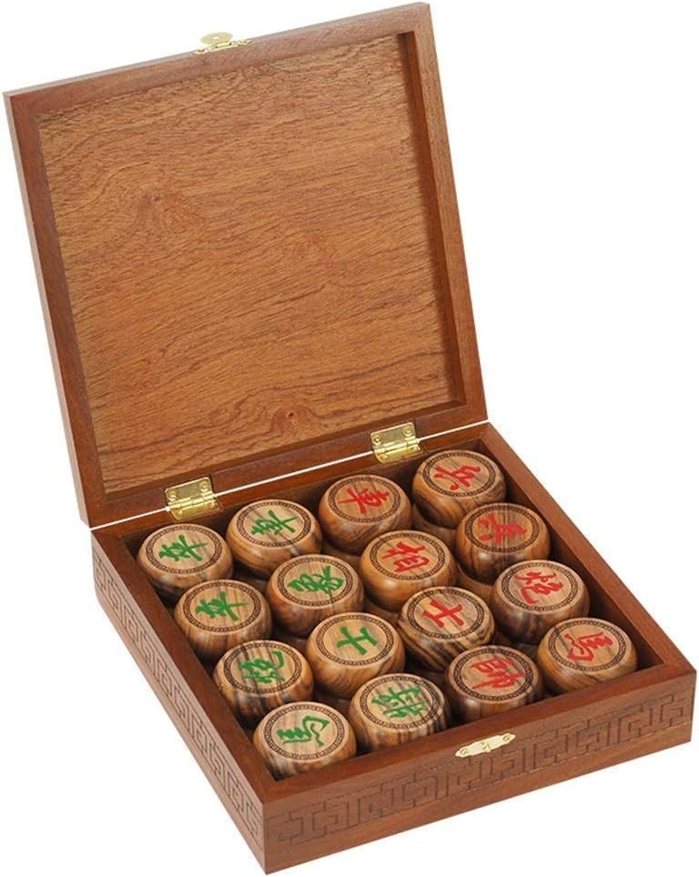 Wooden Xiangqi Chinese Chess Set Travel Box Strategy Game
