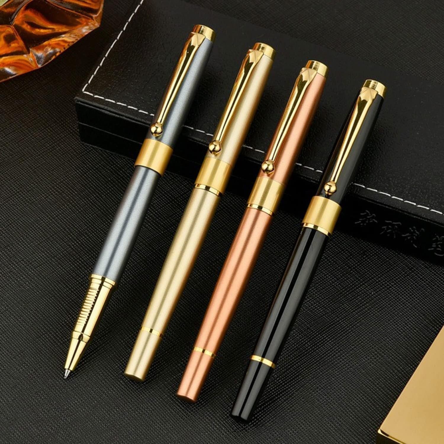 Luxury Rose Gold Ballpoint Pen Medium Point Smooth Writing Black Ink