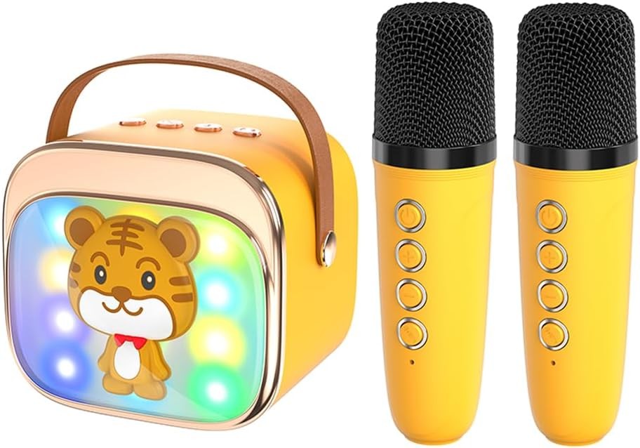 Kids Karaoke Machine Bluetooth Speaker 2 Mics LED Party Toy